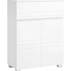 Rootz Badeværelsesskab - Opbevaringsskab - Skænk - Franske låger - Skuffe - Hvid - MDF - 60 x 30 x 80 cm