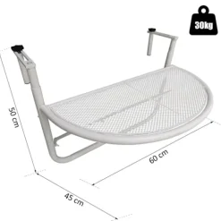 Rootz Balcony Hængebord - Hvid - Metal - 23,62 cm x 17,71 cm x 19,68 cm