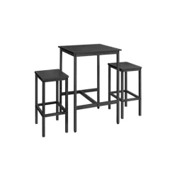 Rootz Bar Bordsæt - Bistro Bordsæt - Pubbord og stole - Spånplader og stål - 60cm x 60cm x 90cm - 30cm x 40cm x 65cm - 19,1kg