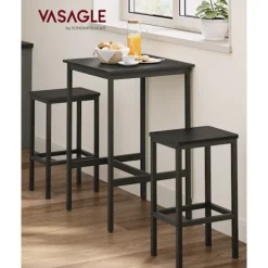 Rootz Bar Bordsæt - Bistro Bordsæt - Pubbord og stole - Spånplader og stål - 60cm x 60cm x 90cm - 30cm x 40cm x 65cm - 19,1kg