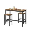 Rootz Bar Table Set - Pub Table - Bistro Set - Rumbesparende - Holdbart træspanel og jern - Tabel: 120x60x90cm, stol: 40x30x65cm