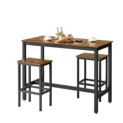 Rootz Bar Table Set - Pub Table - Bistro Set - Rumbesparende - Holdbart træspanel og jern - Tabel: 120x60x90cm, stol: 40x30x65cm