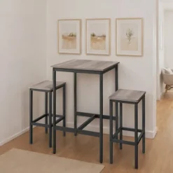 Rootz Bar Table Set - Spisebord - Højt øverste bord - Rumbesparende design - 60 cm x 60 cm x 90 cm, afføring 30 cm x 40 cm x 65 cm