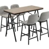 Rootz Barbord - Barstole i industrielt design - Knapsyning - Imiteret linned - Spånplade - Grå + Sort - 120cm x 60cm x 91cm