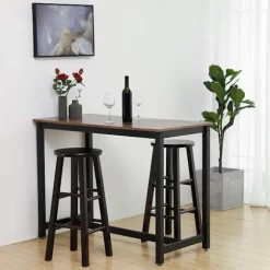 Rootz Barbord - Bistrobord - Træbarbord - Køkkenbord - Indendørs barbord - Spånplade/jern - Mørkebrun/Vintage - 120 x 60 x 90 cm (L x B x H)