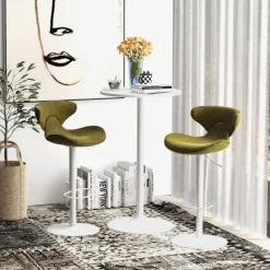 Rootz Barbord - Bord til 2 personer - Moderne design - Rundt bord - Pulverlakeret stål - Hvid - 60 x 60 x 102 cm