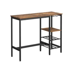 Rootz Barbord med beslag - Pubbord - Stående skrivebord - Spånpladestål - 110 cm x 40 cm x 90 cm - Vintage Brun-Sort - 12,3 kg