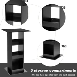 Rootz Barbord med hylder - Spisebord - Opbevaringsskab - Pladsbesparende - Massivt træmateriale - 60cm x 60cm x 112cm - Lys Eg + Hvid