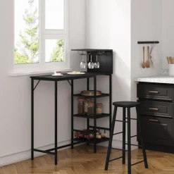 Rootz Barbord med hylder - Industrielt bordbord - Spisebord - E1 træmateriale - Vintage stil - 110 cm x 125 cm x 40 cm