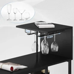 Rootz Barbord med hylder - Industrielt bordbord - Spisebord - E1 træmateriale - Vintage stil - 110 cm x 125 cm x 40 cm