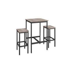 Rootz barbordssæt - Greige broget blæk, sort - spånpladestål - bistrostole - Høj belastningskapacitet - 60 cm x 60 cm x 90 cm