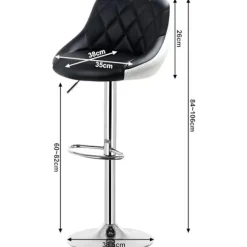 Rootz Barstol - Bordskammel - Justerbar barstol - Komfortabelt kunstlæder - Nem montering - Robust kromramme - 38cm x 35cm x 84-106cm Justerbar højde | Fyndiq