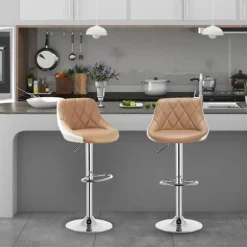 Rootz Barstol - Justerbar bordstol - Drejelig barstol - Komfortabel, Alsidig, Holdbar - Forkromet stål, Kunstlæder - 38cm x 35cm, Højde 84cm-106cm