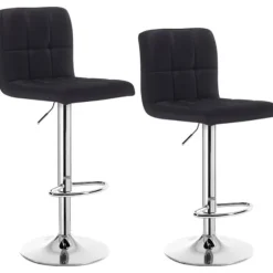 Rootz Barstol - Justerbar barstol - Ergonomisk bordskammel - Holdbart hørsæde - Metalstel - Gulvbeskyttelse - 92cm-114cm x 44cm x 38cm