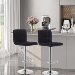 Rootz Barstol - Justerbar barstol - Ergonomisk bordskammel - Holdbart hørsæde - Metalstel - Gulvbeskyttelse - 92cm-114cm x 44cm x 38cm