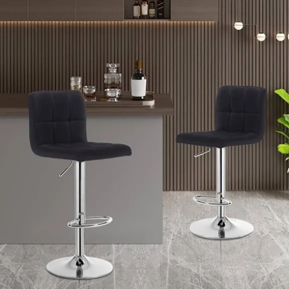Rootz Barstol - Justerbar barstol - Ergonomisk bordskammel - Holdbart hørsæde - Metalstel - Gulvbeskyttelse - 92cm-114cm x 44cm x 38cm