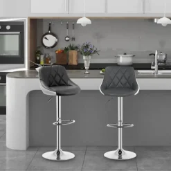 Rootz barstol - Justerbar bordstol - Drejelig barstol - Komfortabel, stilfuld, holdbar - Forkromet stål - 38cm x 35cm, Højde 84cm-106cm Justerbar