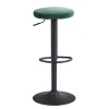Rootz barstol fløjlsgrøn skammel uden ryglæn 58 - 79 cm - Køkkentaburet stof - metal 100kg - Design barstol bordstol roterende bistrostol