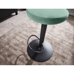 Rootz barstol fløjlsgrøn skammel uden ryglæn 58 - 79 cm - Køkkentaburet stof - metal 100kg - Design barstol bordstol roterende bistrostol