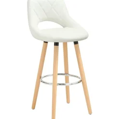 Rootz Barstol i imiteret læder - Bordstol med træramme - Komfortabel siddeplads - Holdbar og stabil - Nem montering - 43 cm x 43 cm x 91 cm