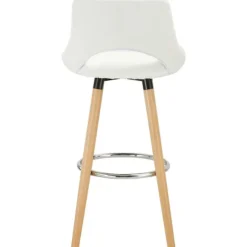 Rootz Barstol i imiteret læder - Bordstol med træramme - Komfortabel siddeplads - Holdbar og stabil - Nem montering - 43 cm x 43 cm x 91 cm