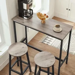 Rootz Barstole - Sæt med 2 - Køkkenstol - Metalstel - Forarbejdet træ - Grå - 32 x 65 cm