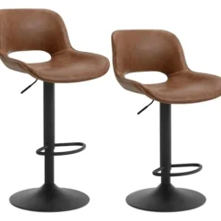 Rootz Barstolesæt i imiteret læder - Bordskamler - Vintage imiteret læder - Vandtæt - 48 cm x (85-105,5 cm) x 49 cm