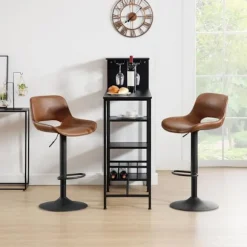 Rootz Barstolesæt i imiteret læder - Bordskamler - Vintage imiteret læder - Vandtæt - 48 cm x (85-105,5 cm) x 49 cm