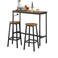 Rootz Bart -bord med 2 barkrakker - Stående bord og stole - Bar Set - Rumbesparende design - 40x100x90 cm bord, 32 cm D x 65 cm H -afføring