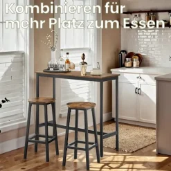 Rootz Bart -bord med 2 barkrakker - Stående bord og stole - Bar Set - Rumbesparende design - 40x100x90 cm bord, 32 cm D x 65 cm H -afføring