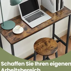 Rootz Bart -bord med 2 barkrakker - Stående bord og stole - Bar Set - Rumbesparende design - 40x100x90 cm bord, 32 cm D x 65 cm H -afføring