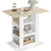Rootz Bart -bord med opbevaring - Hjemstangsbord - Multifunktionsbetælling - 2 glasholdere - 105 cm x 94 cm x 68 cm - Brun, hvid