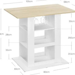 Rootz Bart -bord med opbevaring - Hjemstangsbord - Multifunktionsbetælling - 2 glasholdere - 105 cm x 94 cm x 68 cm - Brun, hvid