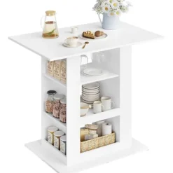 Rootz Bart -bord med opbevaring - Højt bord - Counter Table - Robust & Scratch -resistente - 105 cm x 94 cm x 68 cm - Hvid