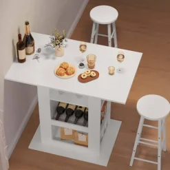 Rootz Bart -bord med opbevaring - Højt bord - Counter Table - Robust & Scratch -resistente - 105 cm x 94 cm x 68 cm - Hvid