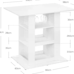 Rootz Bart -bord med opbevaring - Højt bord - Counter Table - Robust & Scratch -resistente - 105 cm x 94 cm x 68 cm - Hvid