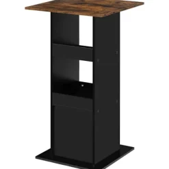 Rootz Bart Table - Bar Table - Spisebord - Rumbesparende design - 112 cm højde - brun, sort - 60 cm x 60 cm - 3 opbevaringshylder