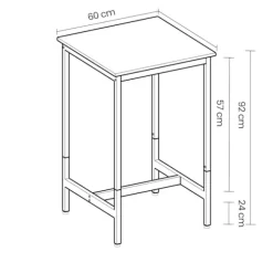Rootz Bartisch Kitchen Table - Standing Table - Gathering Table - Vintage Style - Rumbesparende design - 60 x 60 x 92 cm
