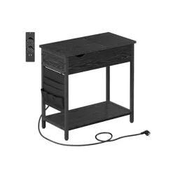 Rootz Black Wood Grain Sidebord - Stofpose af spånplader - Bærbart endebord - Letvægts - Nem montering - Alsidig brug - 60 cm x 31,5 cm x 60 cm