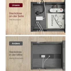 Rootz Black Wood Grain Sidebord - Stofpose af spånplader - Bærbart endebord - Letvægts - Nem montering - Alsidig brug - 60 cm x 31,5 cm x 60 cm
