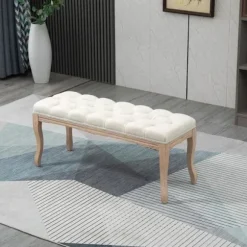 Rootz bænk - polstret bænk - brystbænk - skobænk - vintage sengebænk - beige - 110 x 40 x 48 cm