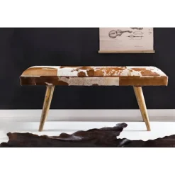 Rootz bænk - polstret bænk - hall bænk - bænk - gede læder - mango træ - brun/hvid - 120 cm