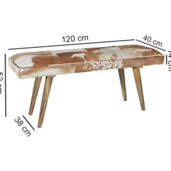 Rootz bænk - polstret bænk - hall bænk - bænk - gede læder - mango træ - brun/hvid - 120 cm