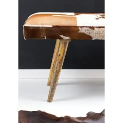 Rootz bænk - polstret bænk - hall bænk - bænk - gede læder - mango træ - brun/hvid - 120 cm