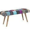 Rootz bænk fløjl - massivt træ bænk flerfarvet 117x51x38 cm sengebænk patchwork - Design polstret bænk gang moderne - Polstret stof bænk spisestue - G | Fyndiq