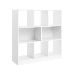 Rootz Bogreol - Bogreol - 8 Rum Bogreol - Moderne reol - Reol - Åben reol - Høj reol - Hjørne reol - Bogreol Organizer - Hvid - 97,5 x 100 x 30 cm
