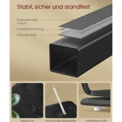 Rootz bogreol - Ebony Black-Ink Black - Spånpladestål - Stor opbevaring - Robust konstruktion - Nem montering - 43cm x 43cm x 158cm
