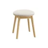 Rootz Boho Style Dressing Taburet - Cremehvid Eg Beige - Rund Ottoman - Gummi træ Boucle stof - 37 cm x 37 cm x 43 cm