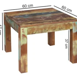 Rootz bord 60 x 60 cm Genbrug Vintage massivt træ stuebord Design sidebord country house sofaer - Bord til stuen Shabby chic lavet af mangotræ