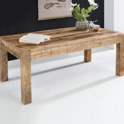 Rootz bord 110 x 60 x 47 cm massivt træ Mango Natur - Stuebord i landlig stil Rustikt sofabord Stue i massivt træ